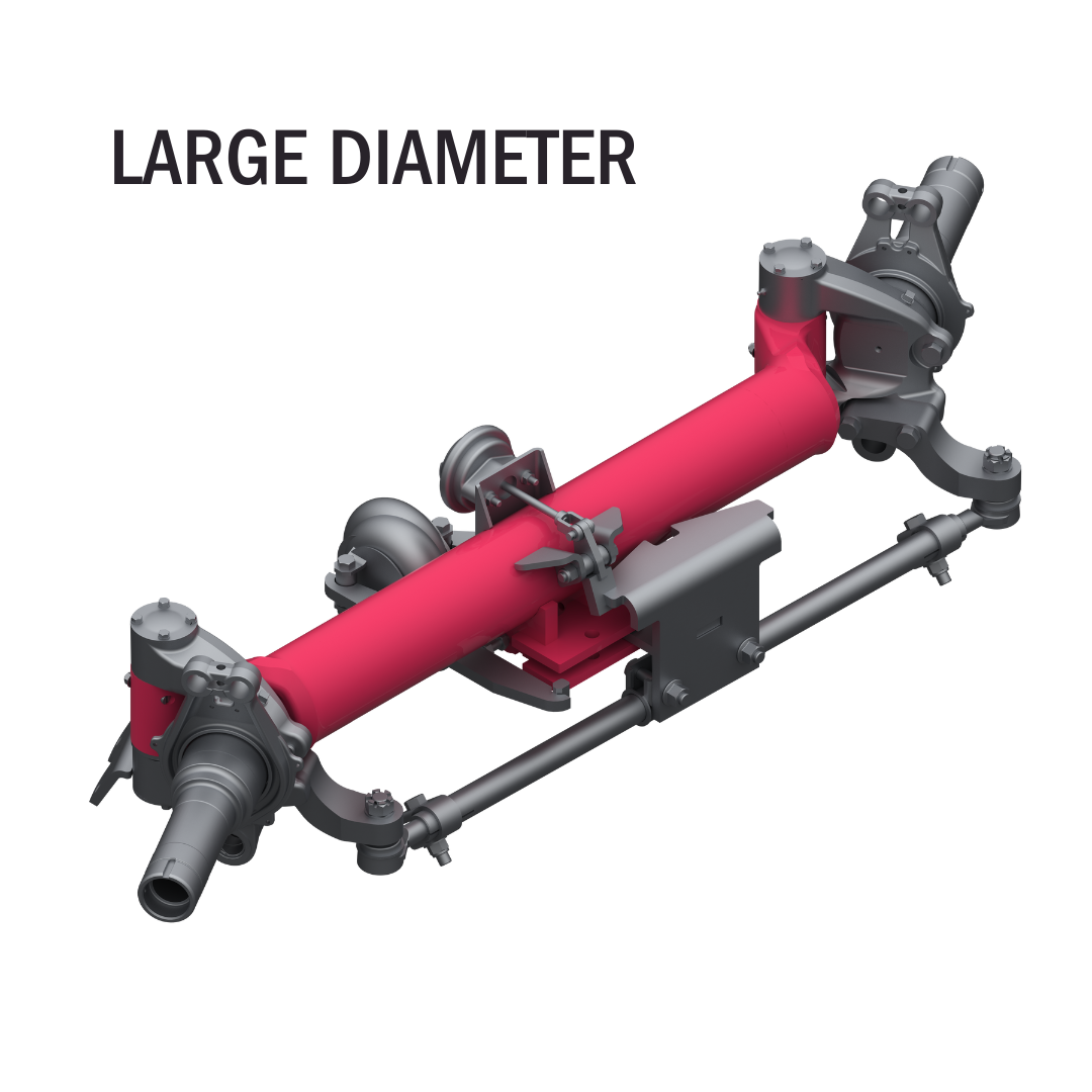 Self steer heavy duty trailer axle