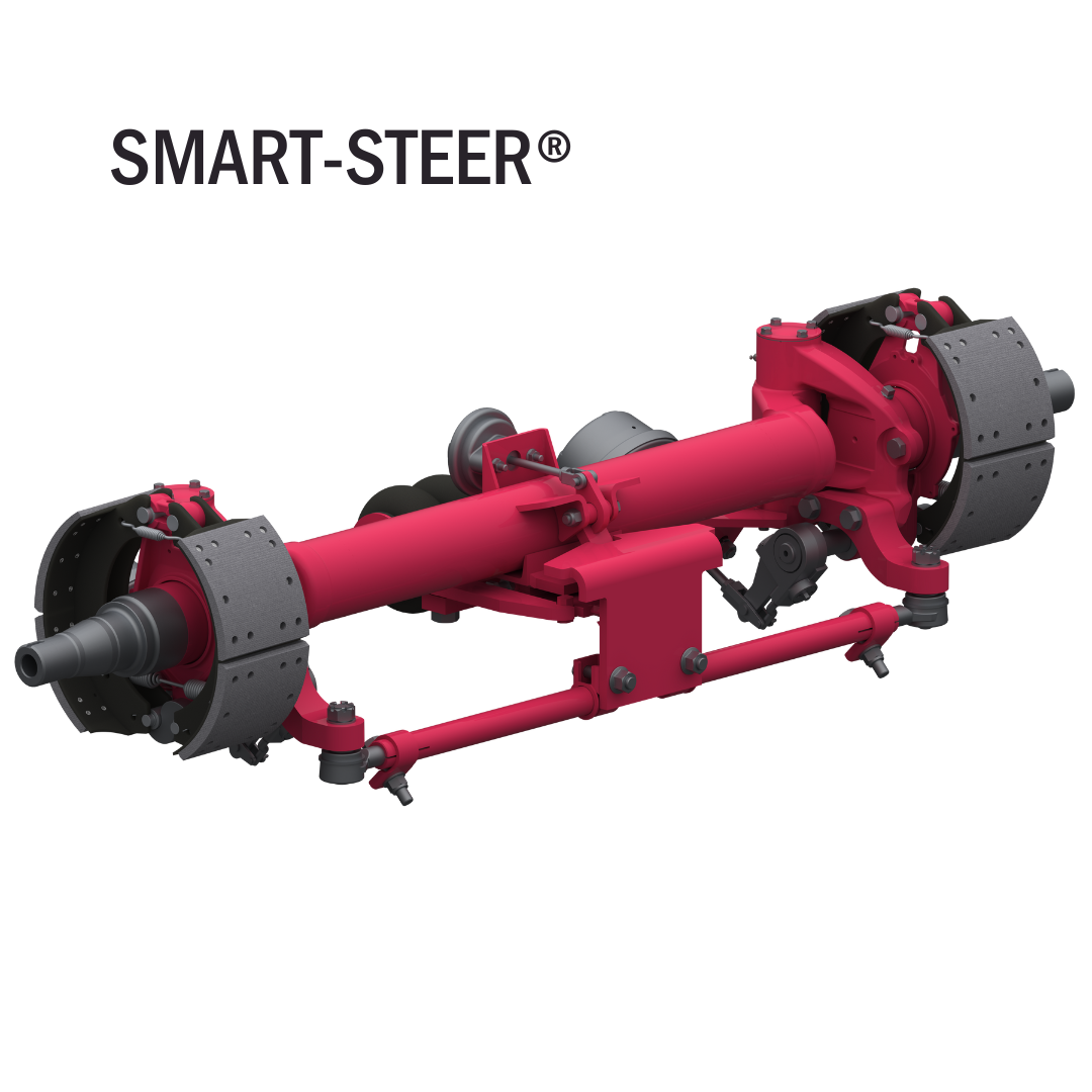 Self steer heavy duty trailer axle